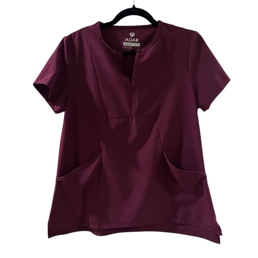 Adar Women's Burgundy Scrub Top